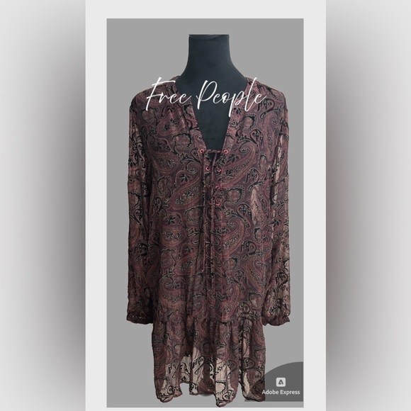 Free People Dresses & Skirts - ⚡️Free People Paisley Black Velvet Sheer Dress NWOT⚡️